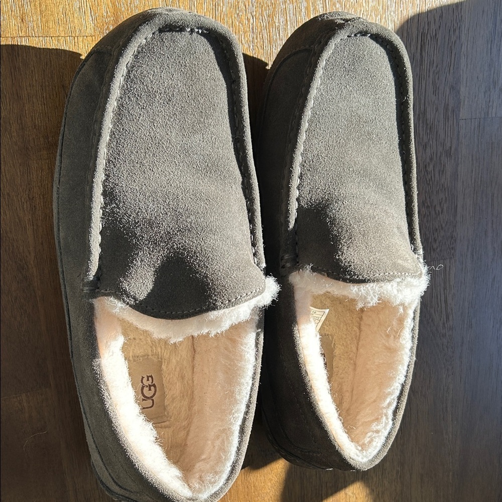 UGG Men's Gray Suede Slippers